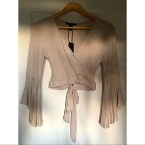 NWT Revamped Faux-Wrap Rear Tie Crop Top